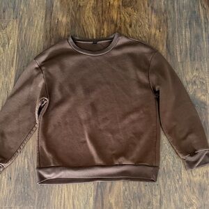 SHEIN Chocolate Brown Fleece Crewneck Sweatshirt
